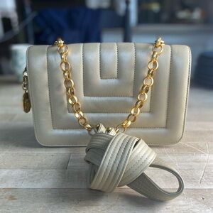 Vintage Gold Jay Herbert by Sharif Leather Shoulder Bag 9” x 6” EUC